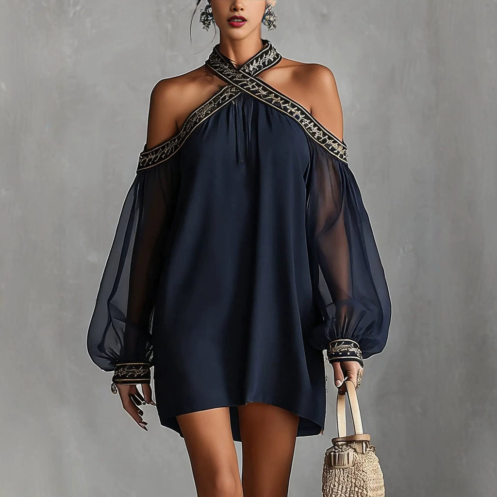 Embroidered Off-Shoulder Resort Dress