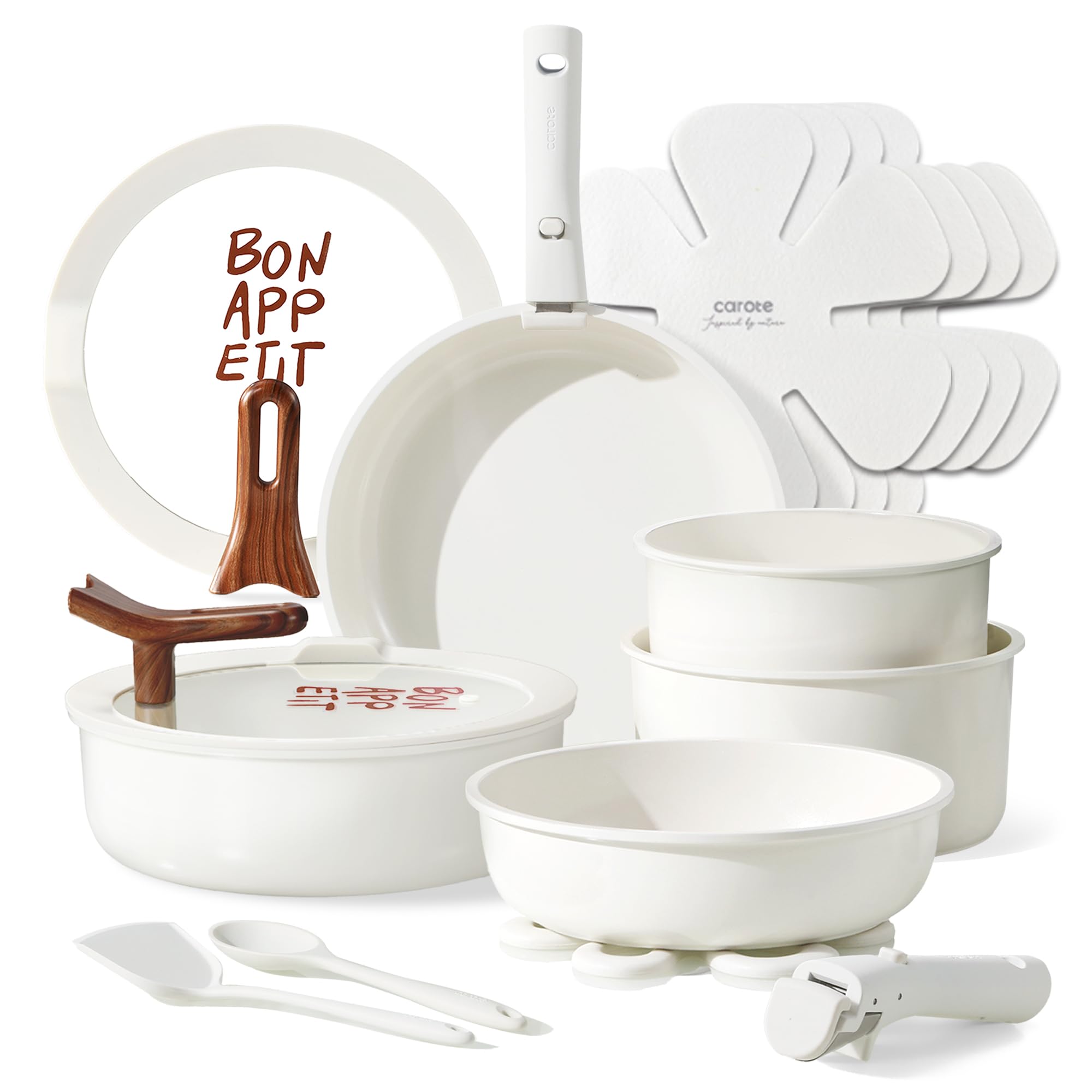 CAROTE 19-Piece Nonstick Cookware Set — Pink