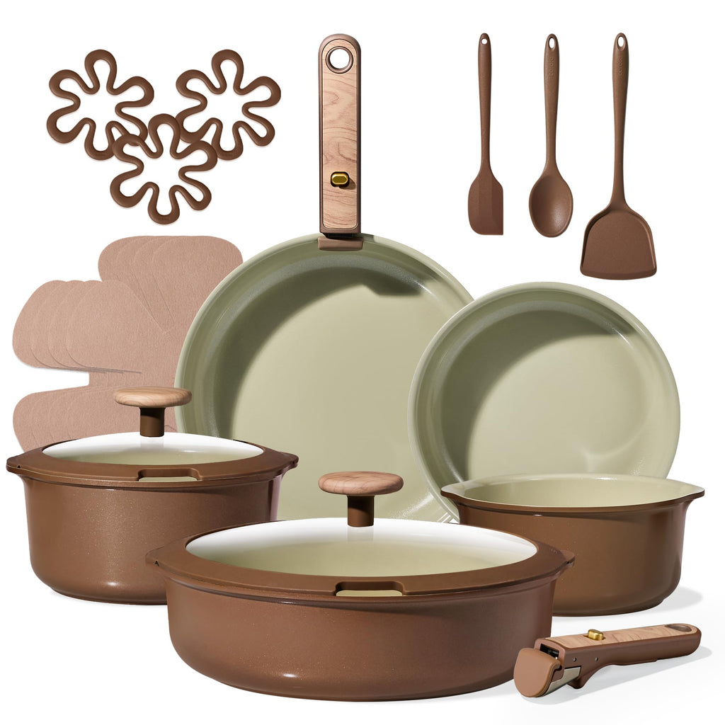 CAROTE 19-Piece Nonstick Cookware Set — Pink