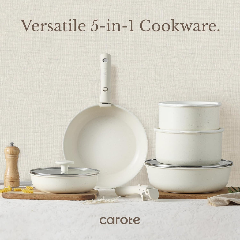 CAROTE 19-Piece Nonstick Cookware Set — Pink