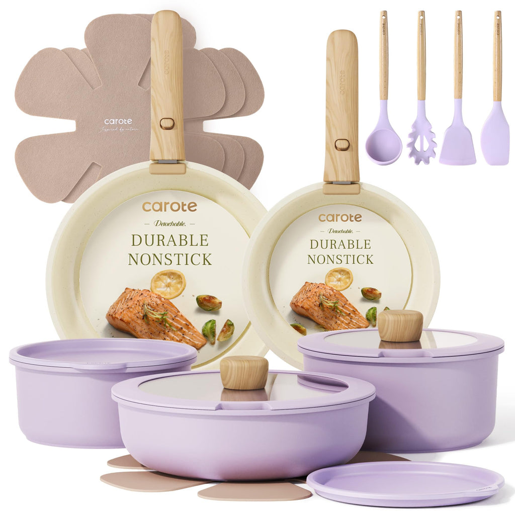 CAROTE 19-Piece Nonstick Cookware Set — Pink