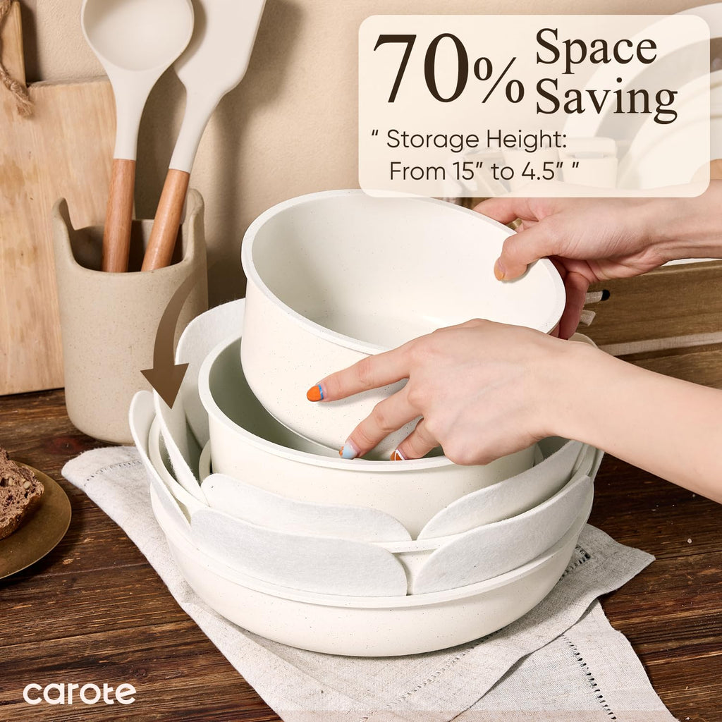 CAROTE 19-Piece Nonstick Cookware Set — Pink