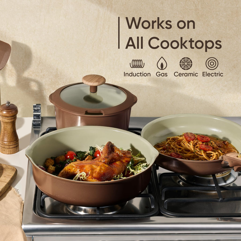 CAROTE 19-Piece Nonstick Cookware Set — Pink
