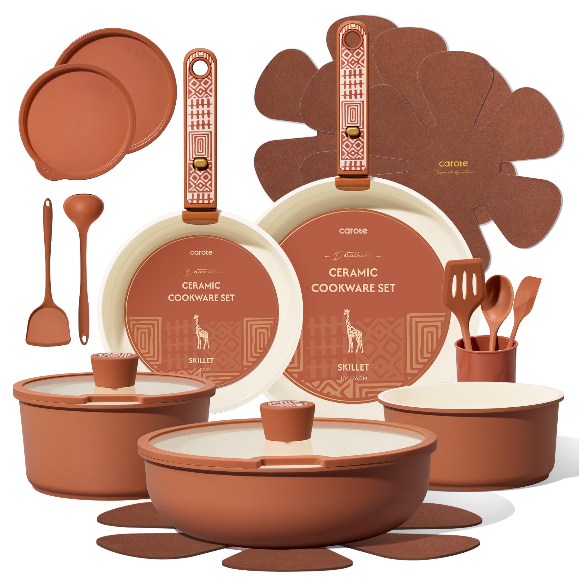 CAROTE 19-Piece Nonstick Cookware Set — Pink