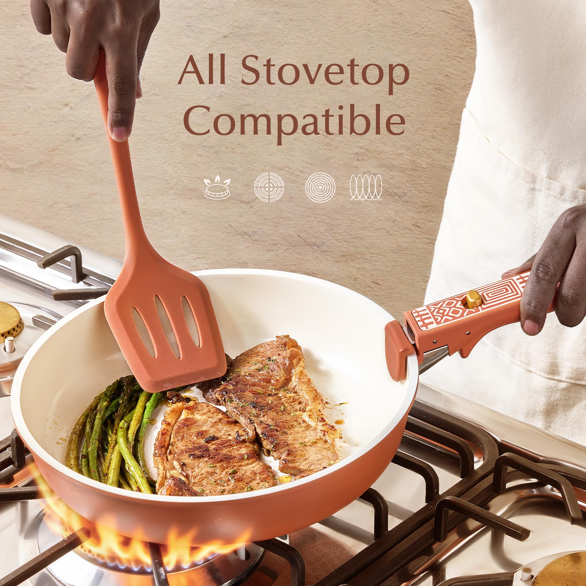 CAROTE 19-Piece Nonstick Cookware Set — Pink