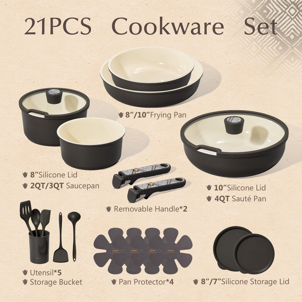 CAROTE 19-Piece Nonstick Cookware Set — Pink