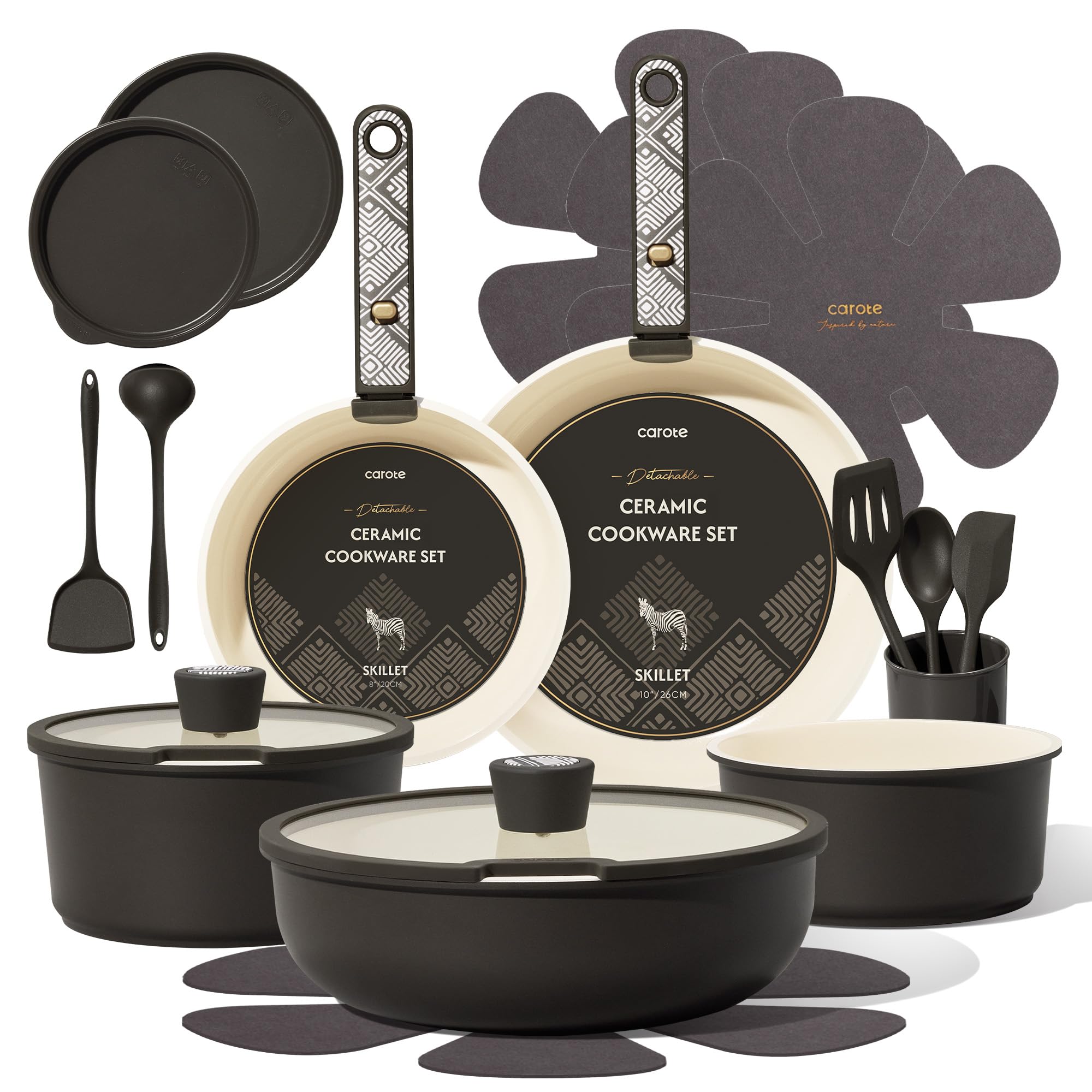 CAROTE 19-Piece Nonstick Cookware Set — Pink