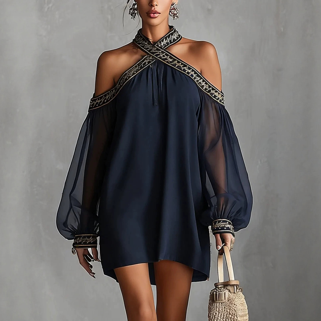 Embroidered Off-Shoulder Resort Dress