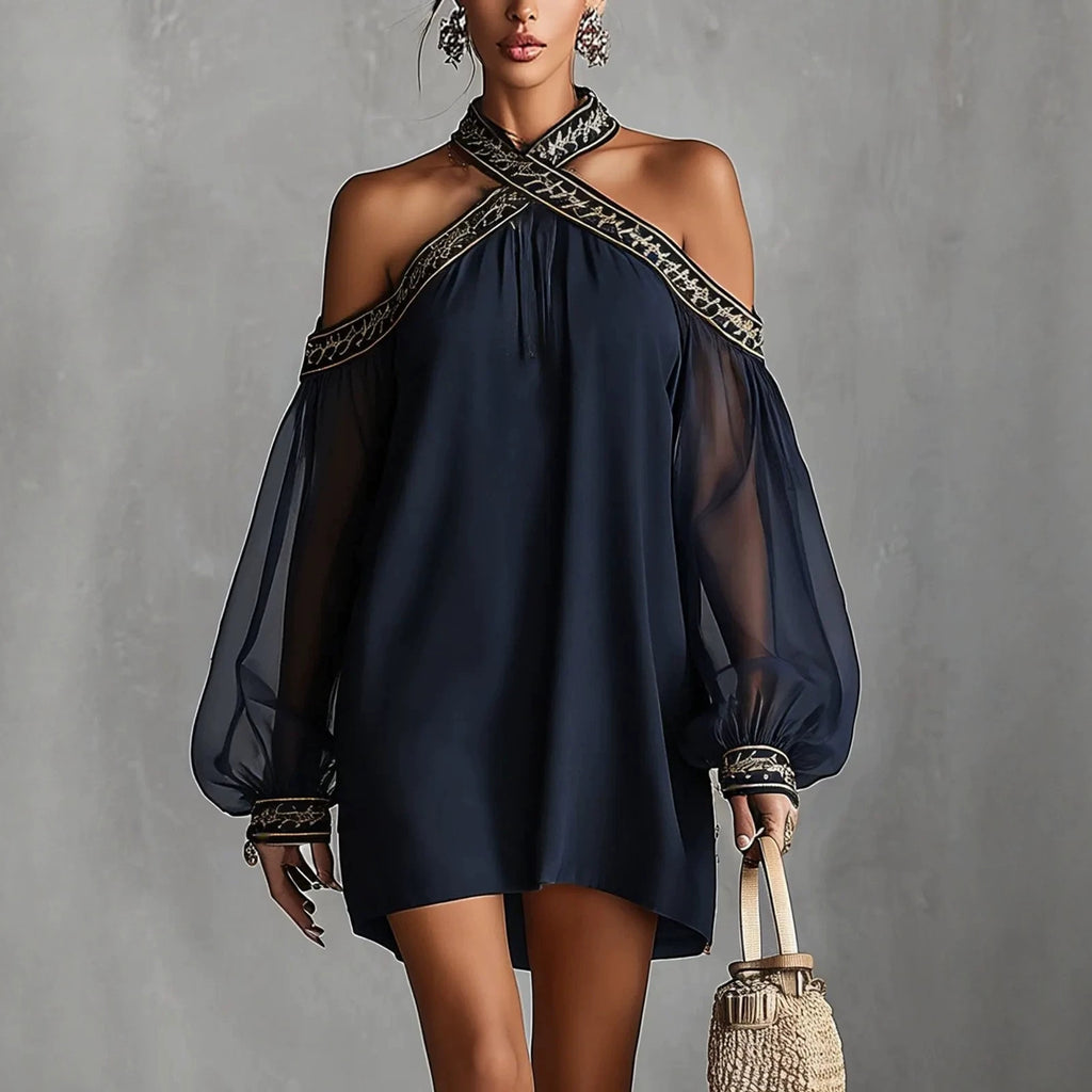 Embroidered Off-Shoulder Resort Dress
