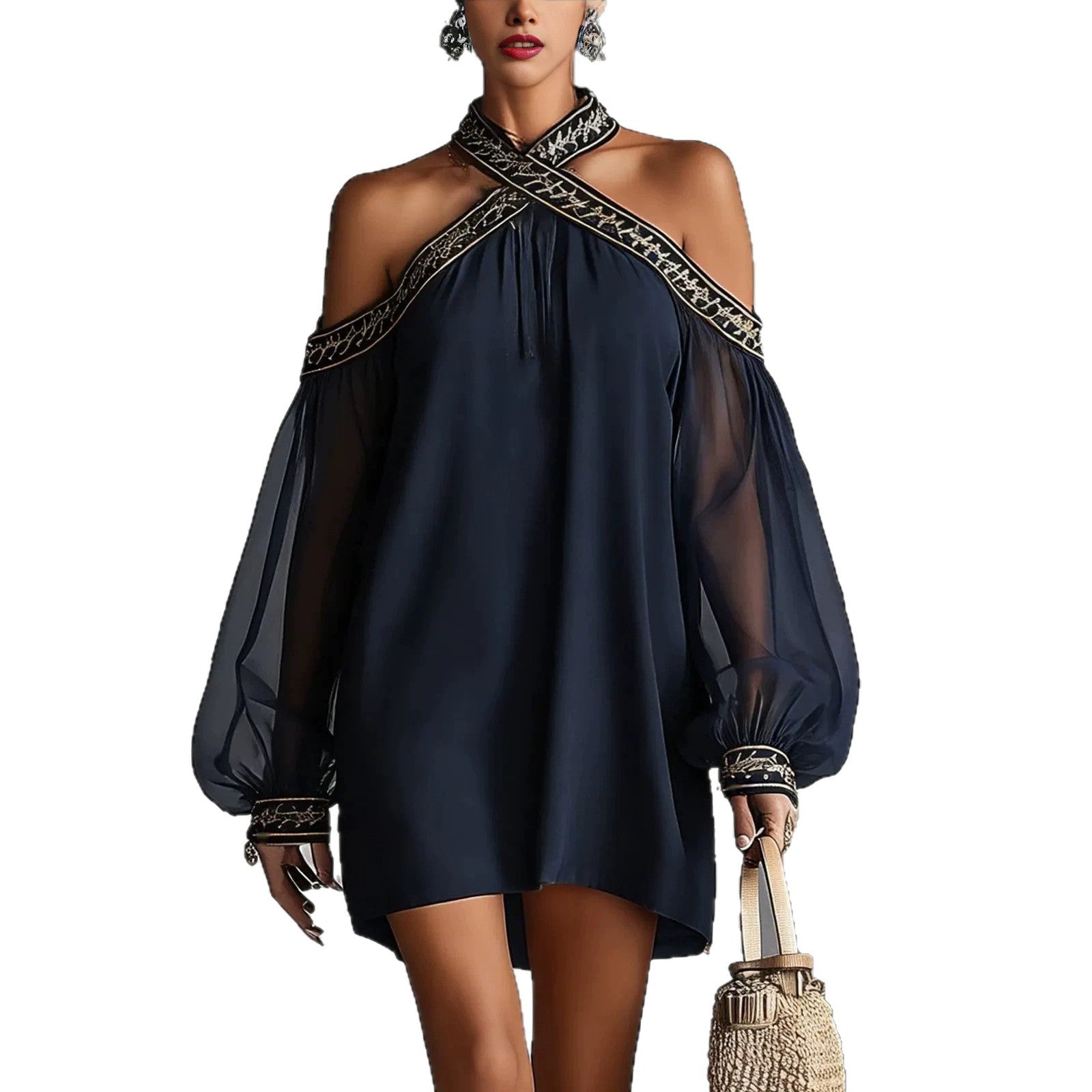Embroidered Off-Shoulder Resort Dress