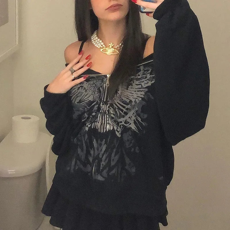 Butterfly Oversized Zip-Up Hoodie